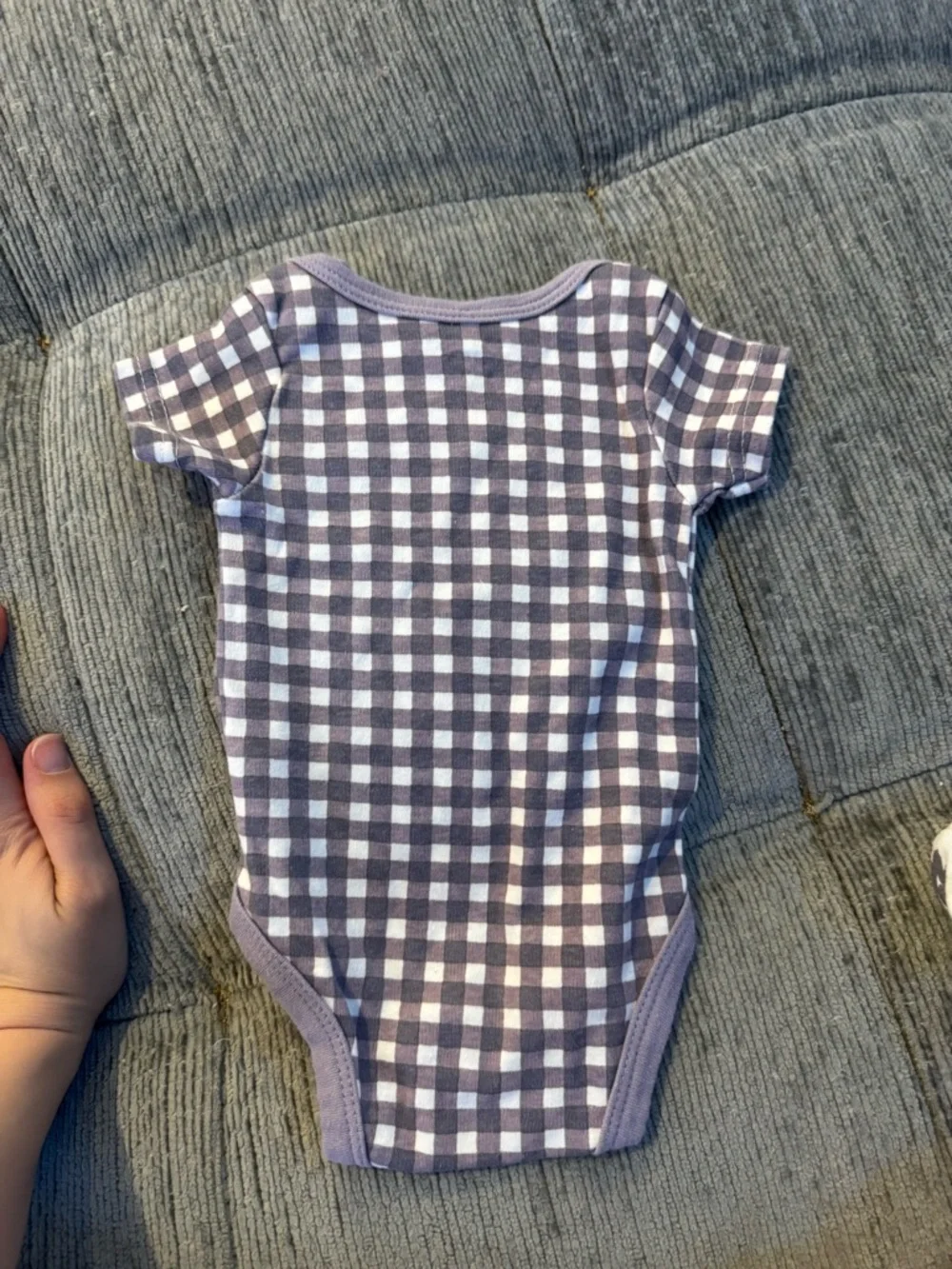 chick pea Lavender and White Gingham Baby Bodysuit with pants